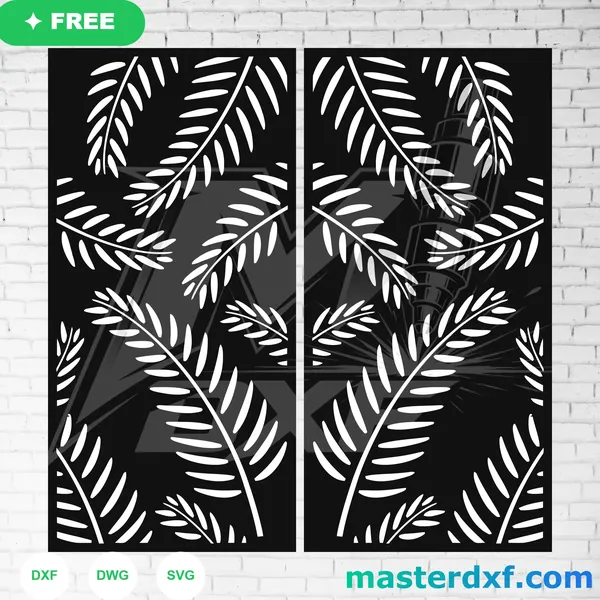 Free Crossing Palm Fronds DXF Panel for CNC Gates DXF File